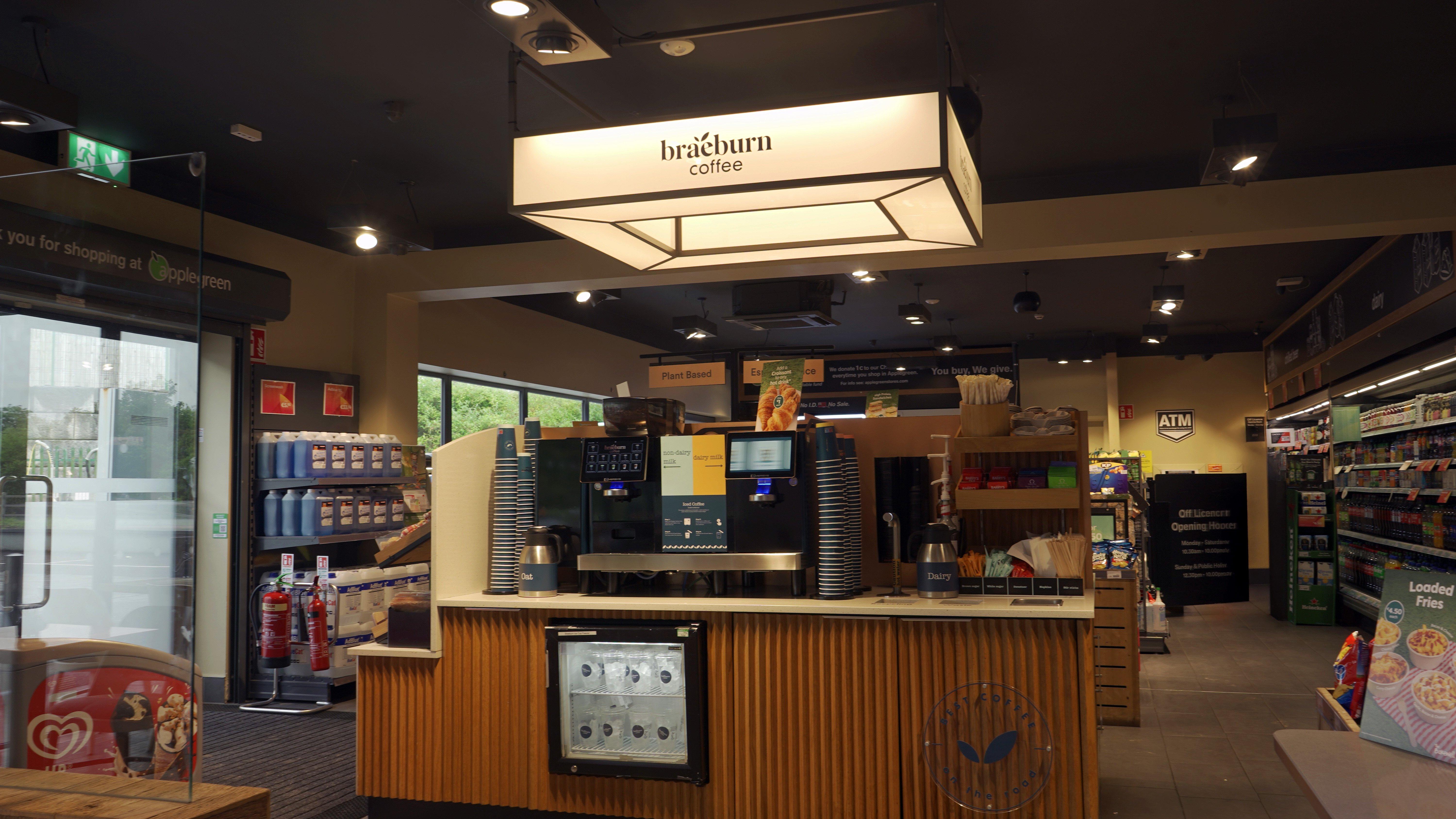 Self-serve coffee station at Applegreen