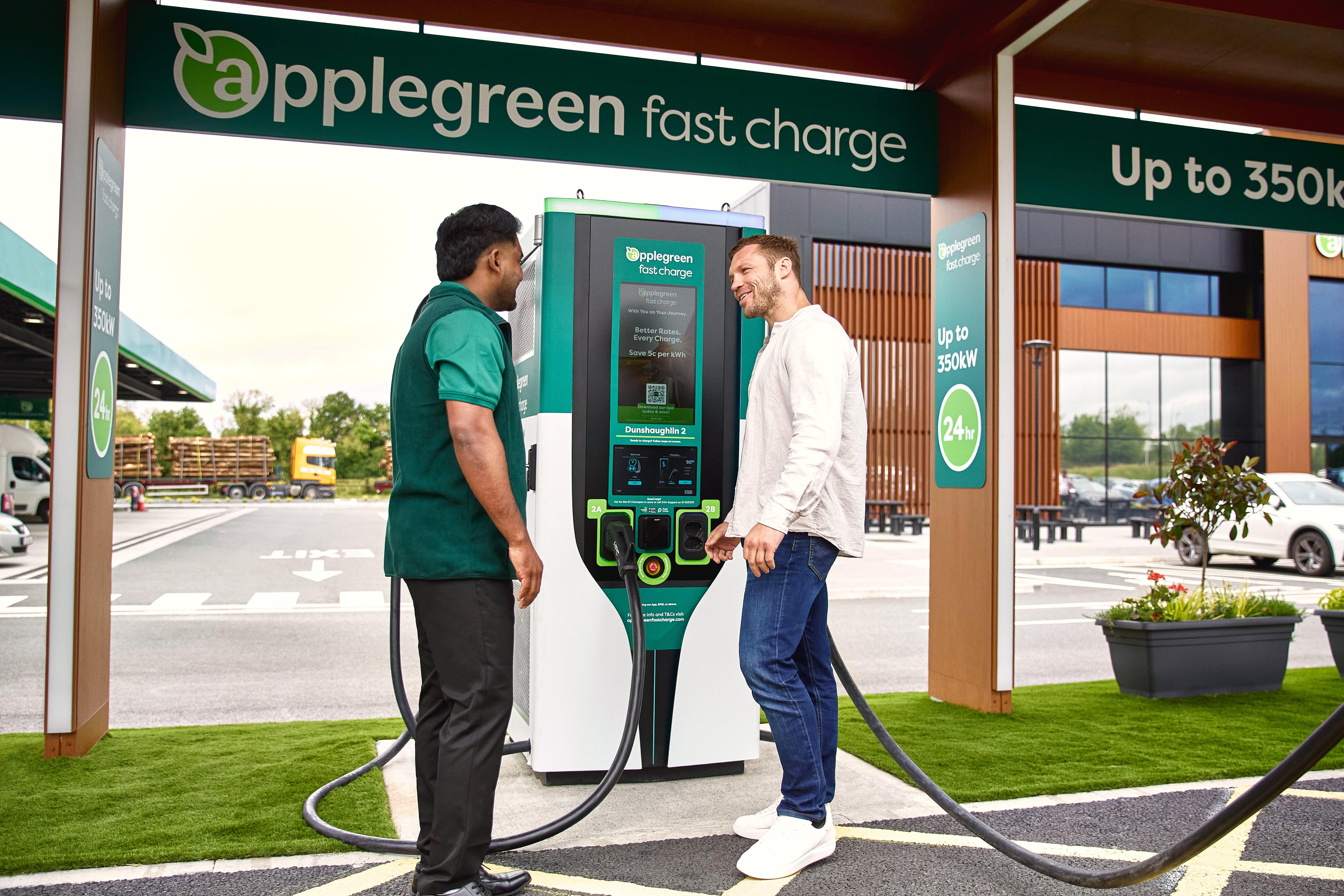 Employees at a fast charge station